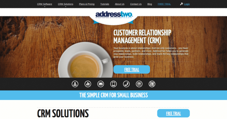 Home page of #20 Leading CRM Application: AddressTwo