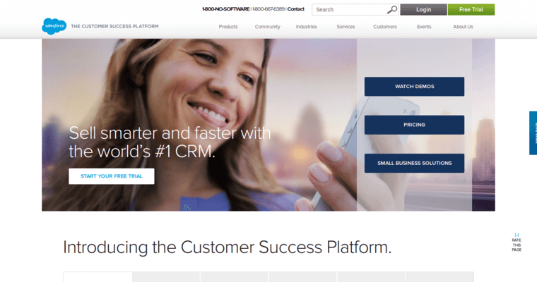 Home page of #7 Best Customer Relationship Management Software: Salesforce.com