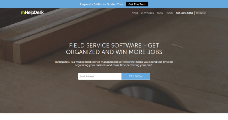 Home page of #23 Leading Customer Relationship Management Application: mHelpDesk