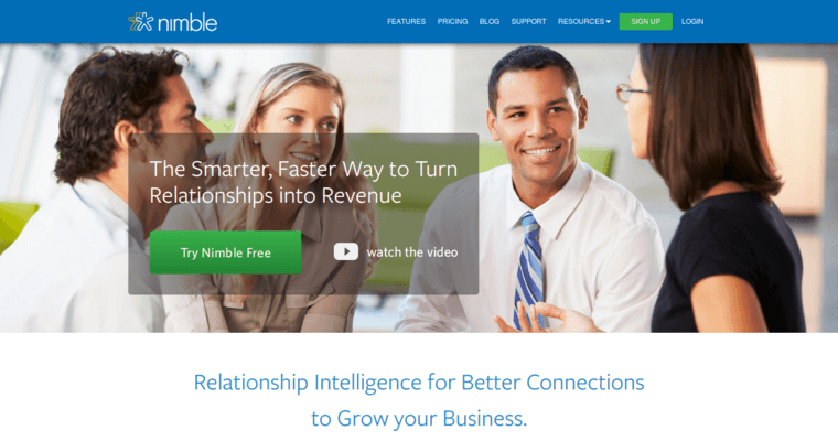 Home page of #19 Leading Customer Relationship Management Program: Nimble