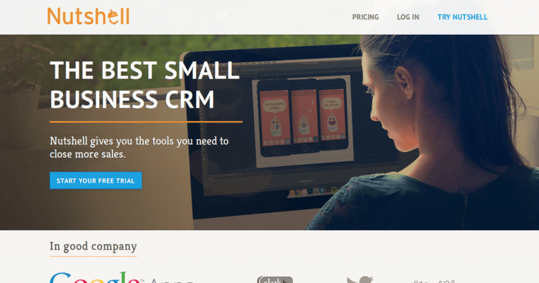 Home page of #22 Best Customer Relationship Management Software: Nutshell CRM