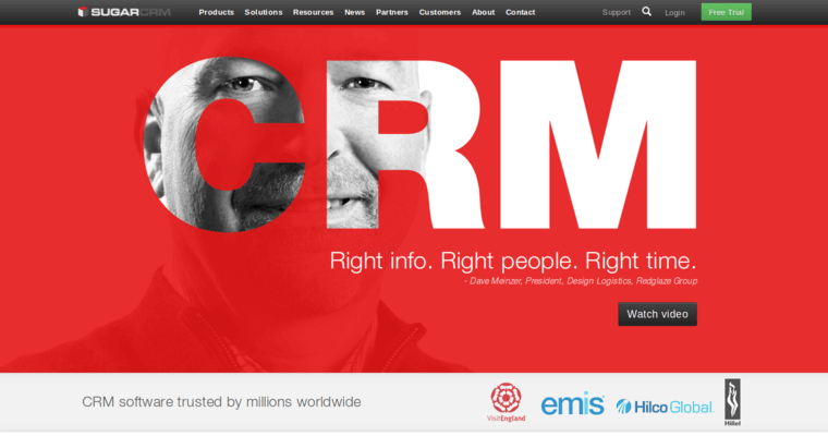 Home page of #11 Leading Customer Relationship Management Application: Sugar CRM