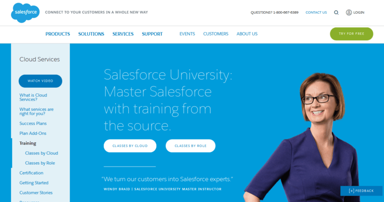 Service page of #5 Top Customer Relationship Management Software: Salesforce.com