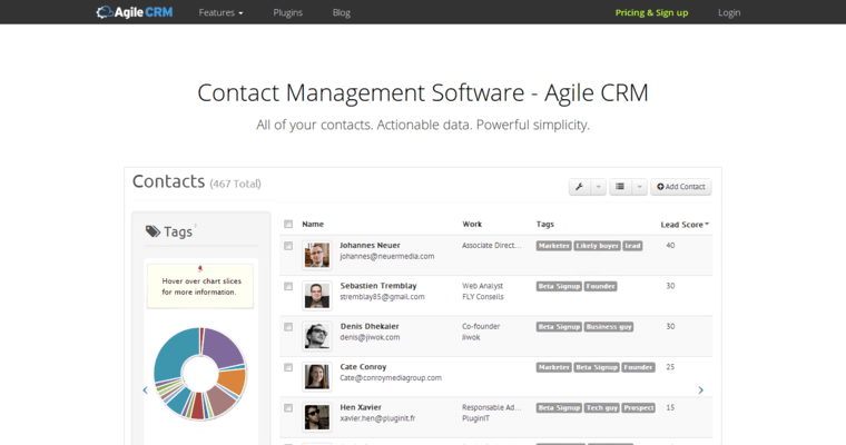 Contact page of #9 Top CRM Applications: Agile CRM