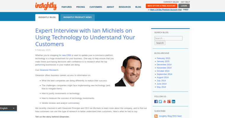 Blog page of #7 Top CRM Applications: Insightly