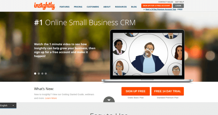 Home page of #7 Top CRM Applications: Insightly