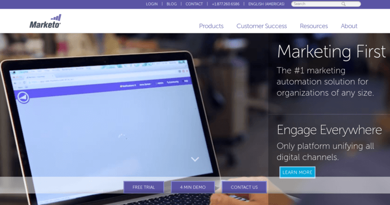 Home page of #11 Leading Cloud CRM Software: Marketo