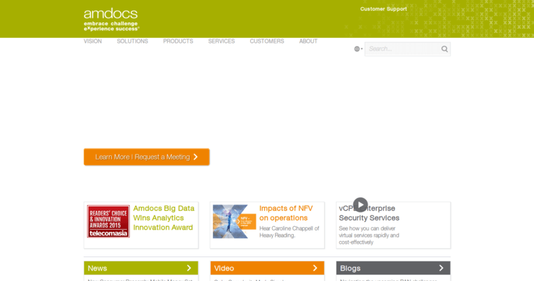 Home page of #5 Best Enterprise CRM Application: Amdocs