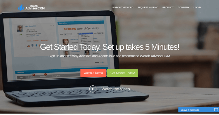 Home page of #4 Best Financial Advisor CRM Software: Wealth Advisor CRM