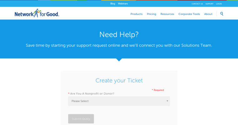 Support page of #6 Best Non Profit CRM Software: Network for Good