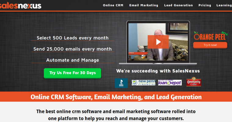 Home page of #6 Leading Online CRM Software: SalesNexus